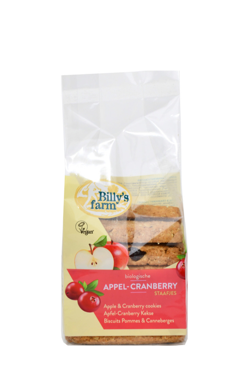 Billy's Farm Appel cranberry staafjes bio 175g